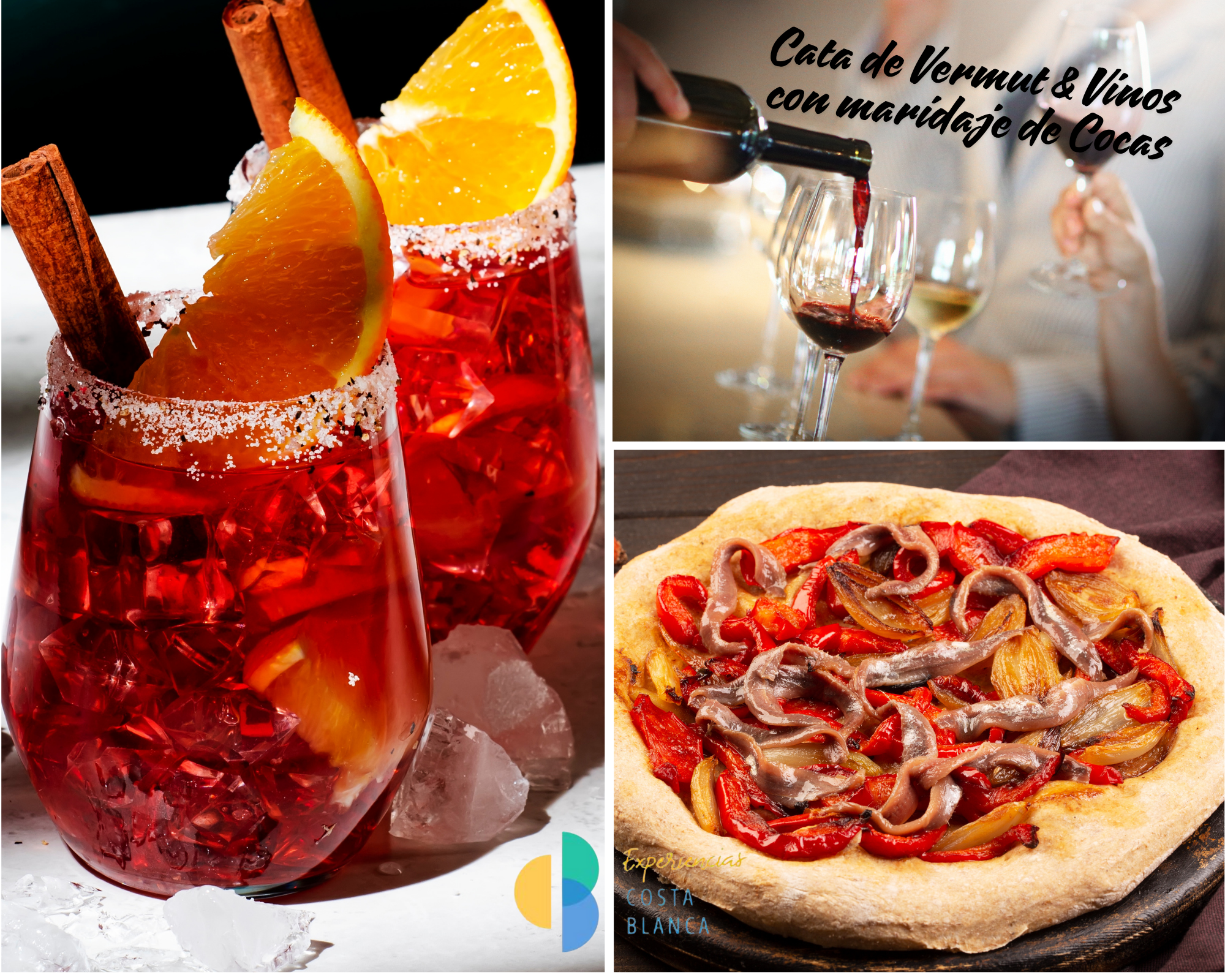 Cata de Vermut y Vinos con maridaje de Cocas artesanales Imagen por cancva.com - www.experienciascostablanca.com