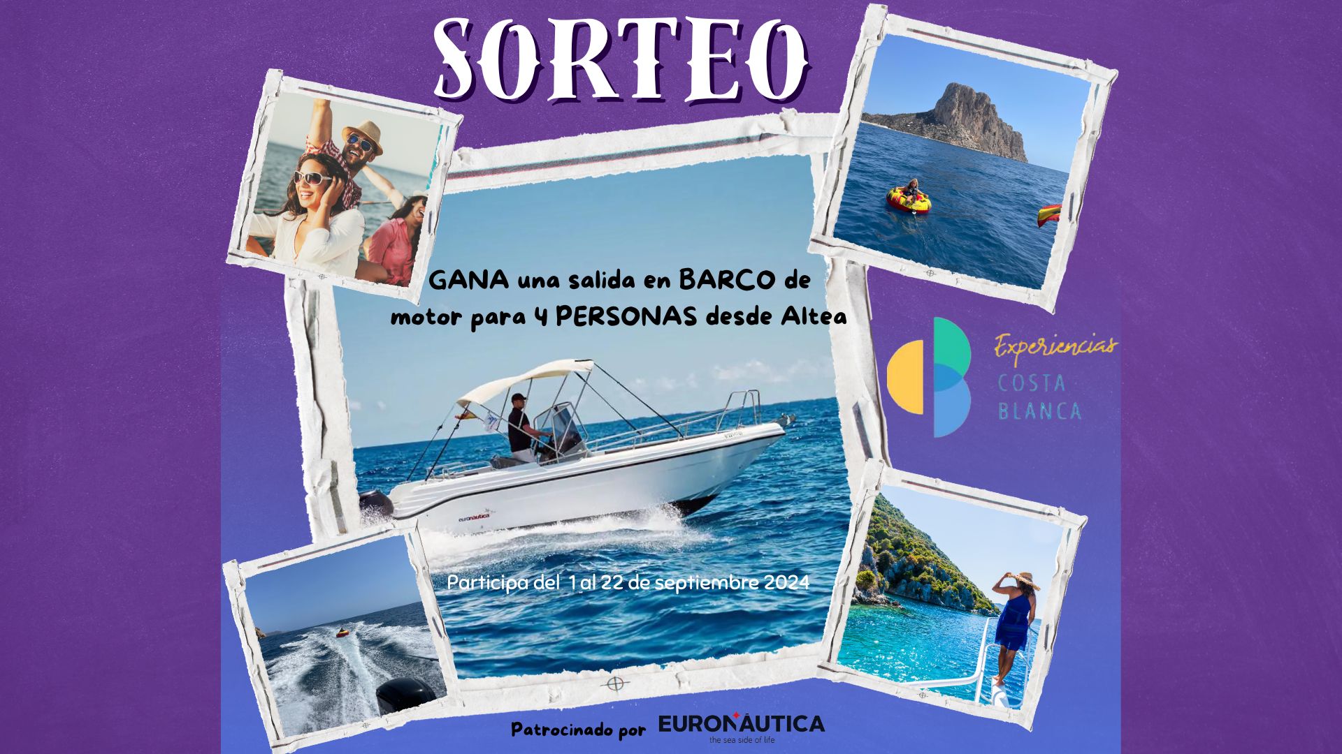 Sorteo - Salida en barco de motor para 4 personas con Euronautica desde el puerto deportivo Campomanes-Grenwich en Altea por www.experienciascostablanca.com