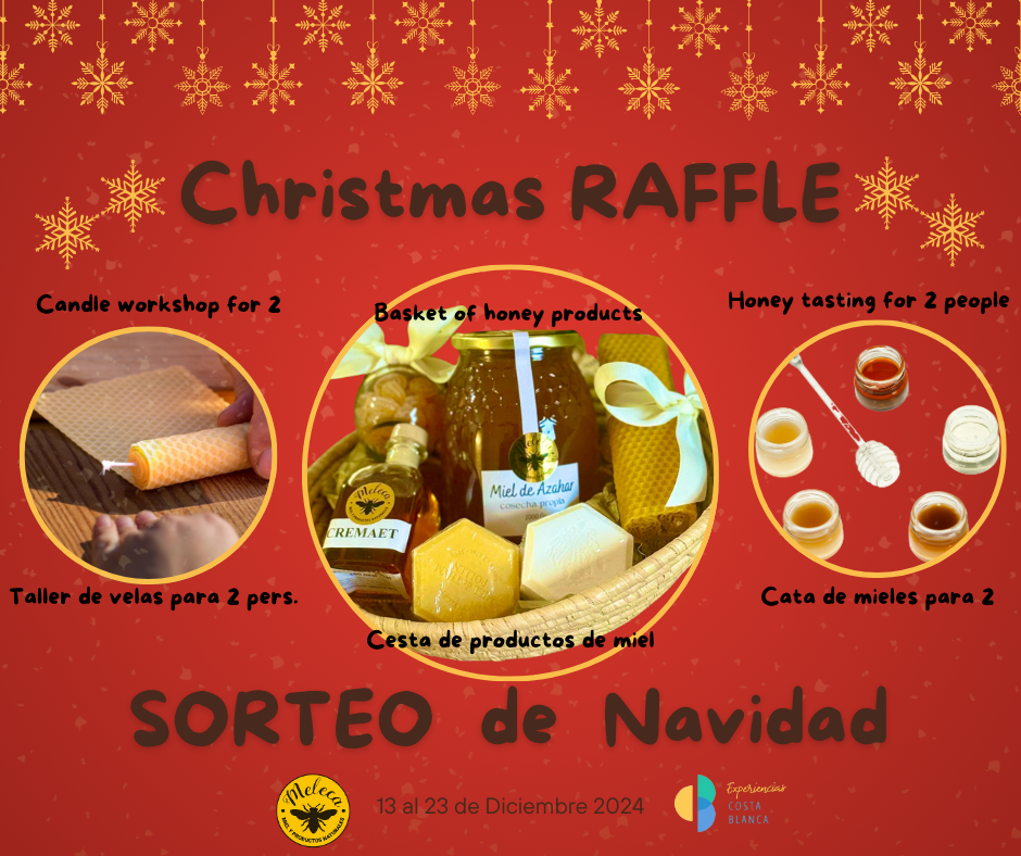 SORTEO de Navidad: Cesta de productos de miel y Taller de velas con Cata de mieles para 2 personas con Melecva Miel y www.experienciascostablanca.com